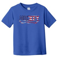 Patriotic Hockey Player Hockey Sticks Usa Flag Ice Hockey Gift Toddler T-Shirt