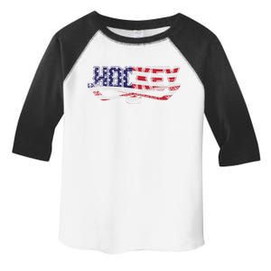 Patriotic Hockey Player Hockey Sticks Usa Flag Ice Hockey Gift Toddler Fine Jersey T-Shirt