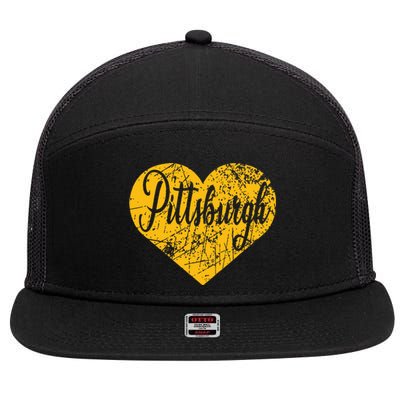 Pittsburgh Heart 7 Panel Mesh Trucker Snapback Hat