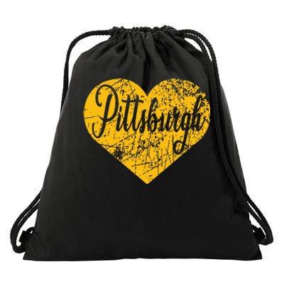 Pittsburgh Heart Drawstring Bag