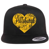 Pittsburgh Heart Flat Bill Trucker Hat