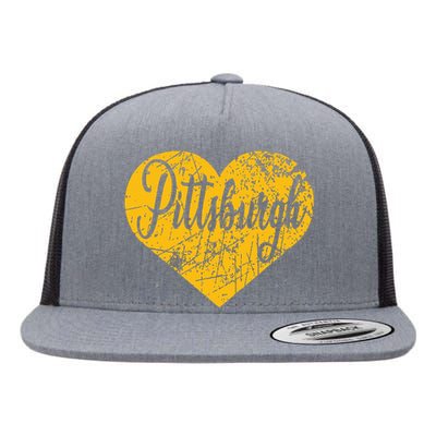 Pittsburgh Heart Flat Bill Trucker Hat