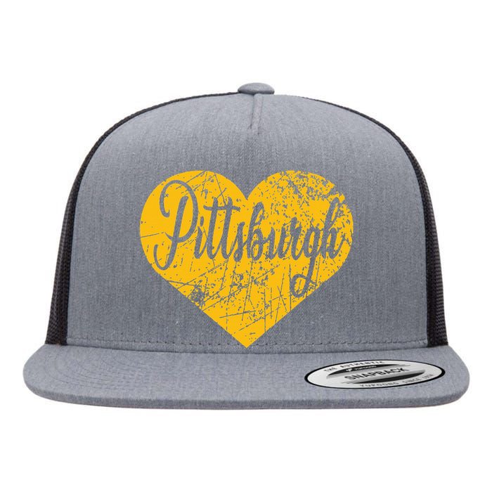 Pittsburgh Heart Flat Bill Trucker Hat