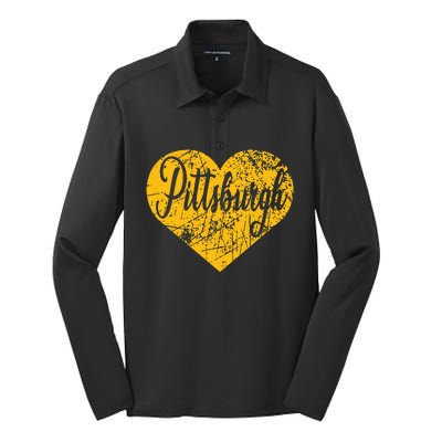 Pittsburgh Heart Silk Touch Performance Long Sleeve Polo