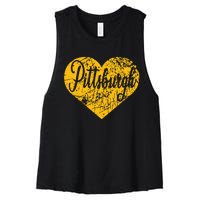 Pittsburgh Heart Women's Racerback Cropped Tank