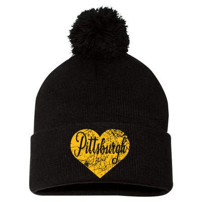 Pittsburgh Heart Pom Pom 12in Knit Beanie