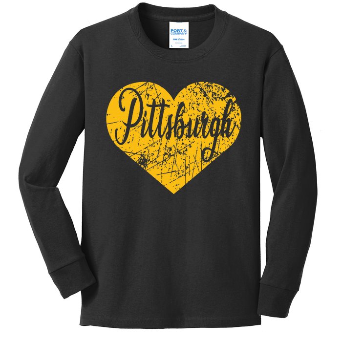 Pittsburgh Heart Kids Long Sleeve Shirt