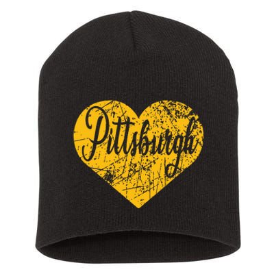 Pittsburgh Heart Short Acrylic Beanie