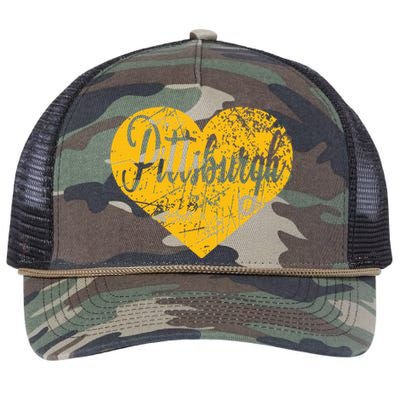 Pittsburgh Heart Retro Rope Trucker Hat Cap