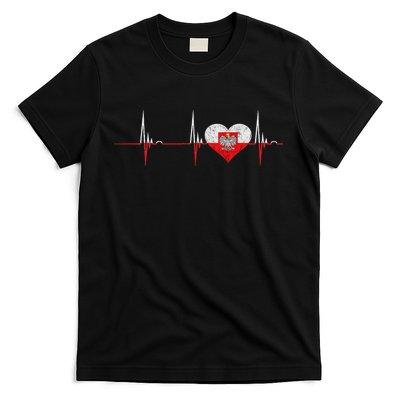 Poland Heart Pole Heartbeat Ecg Pulse Polish Roots Pride T-Shirt
