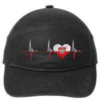 Poland Heart Pole Heartbeat Ecg Pulse Polish Roots Pride 7-Panel Snapback Hat