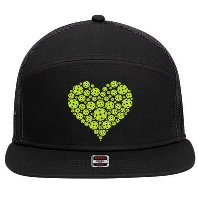 Pickleball Heart Professional Pickleball Game 7 Panel Mesh Trucker Snapback Hat