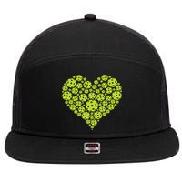 Pickleball Heart Professional Pickleball Game 7 Panel Mesh Trucker Snapback Hat