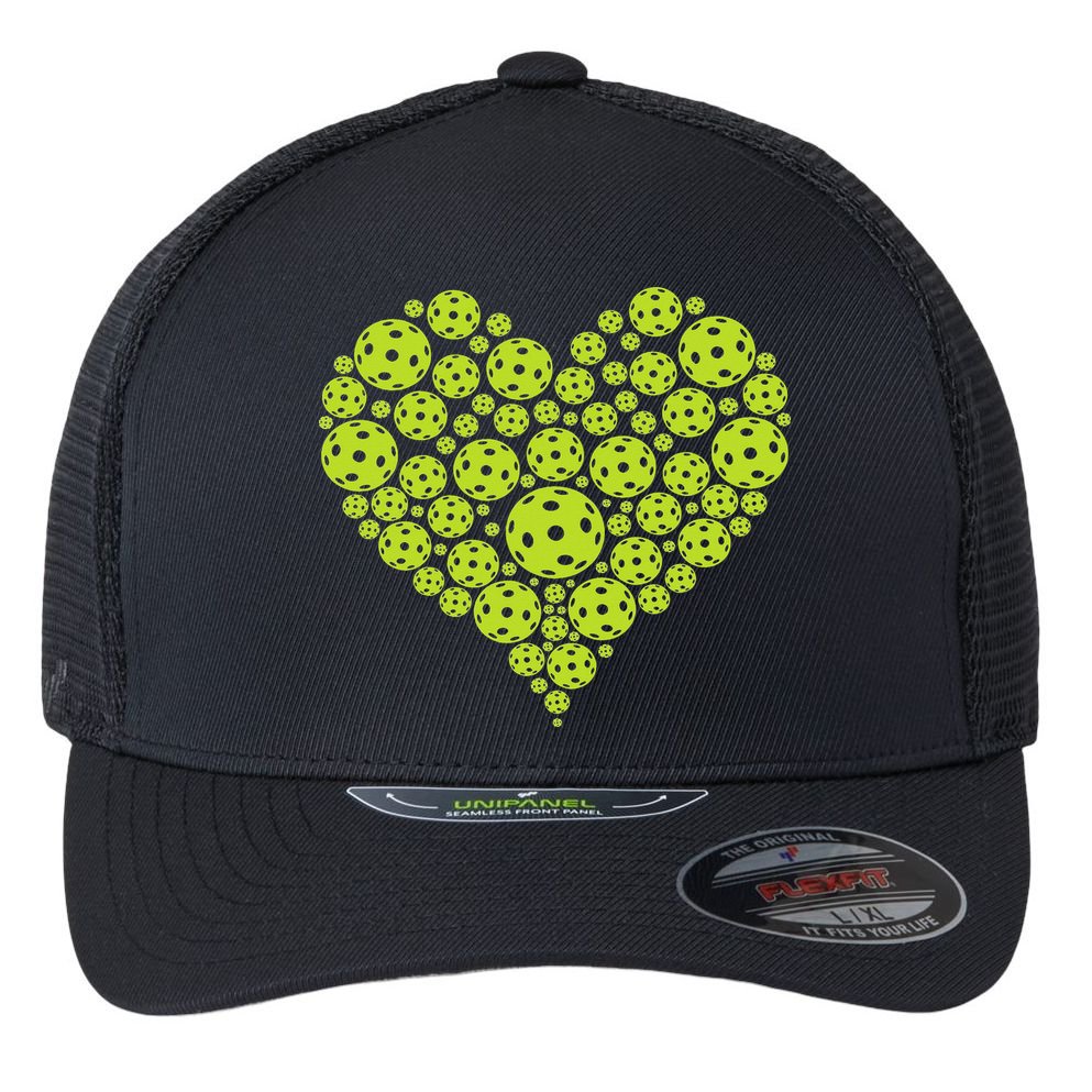Pickleball Heart Professional Pickleball Game Flexfit Unipanel Trucker Cap