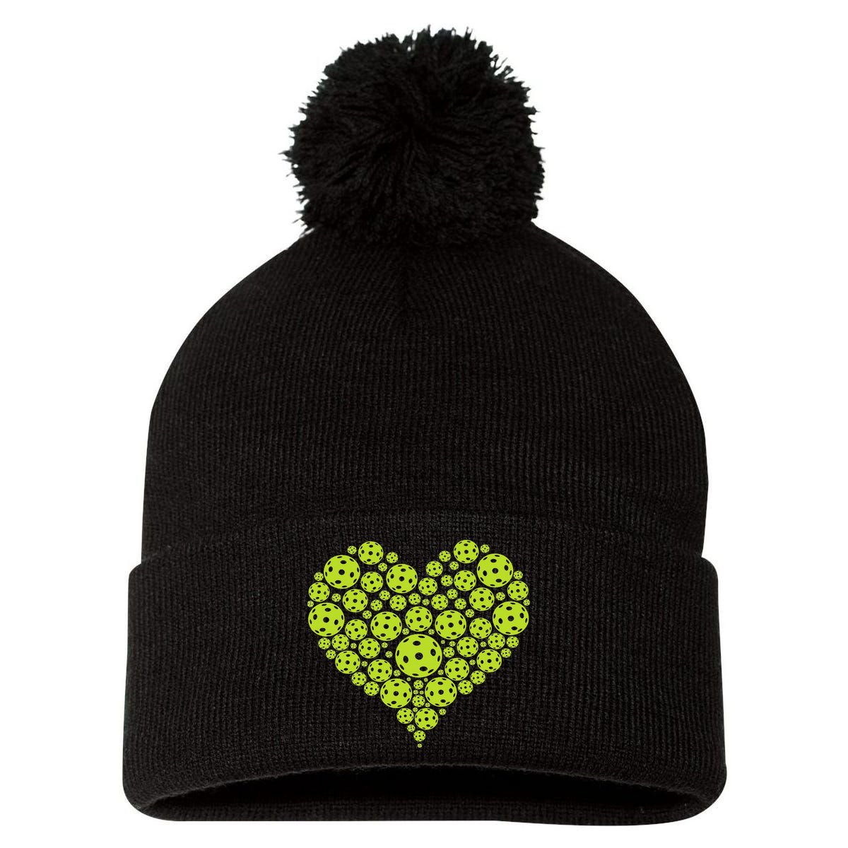 Pickleball Heart Professional Pickleball Game Pom Pom 12in Knit Beanie