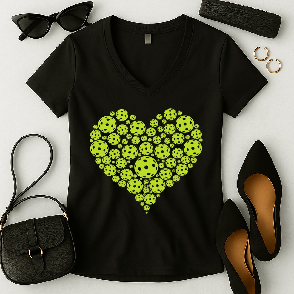 Pickleball Heart Professional Pickleball Game Women's V-Neck T-Shirt