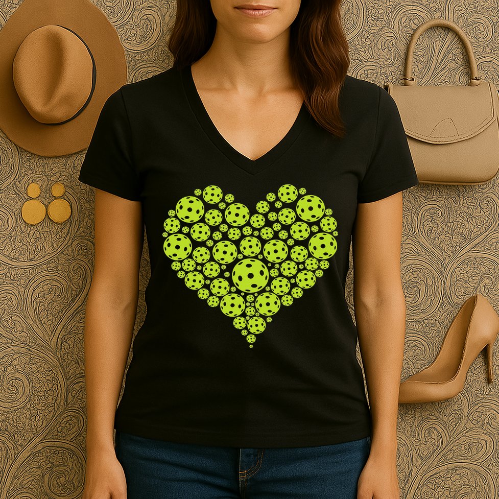 Pickleball Heart Professional Pickleball Game Women's V-Neck T-Shirt