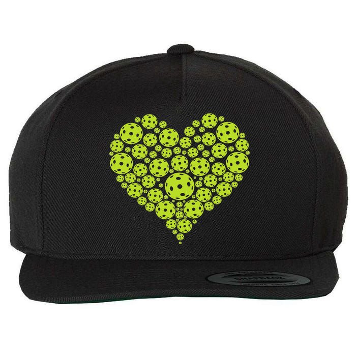 Pickleball Heart Professional Pickleball Game Wool Snapback Cap