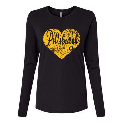 Pittsburgh Heart Womens Cotton Relaxed Long Sleeve T-Shirt