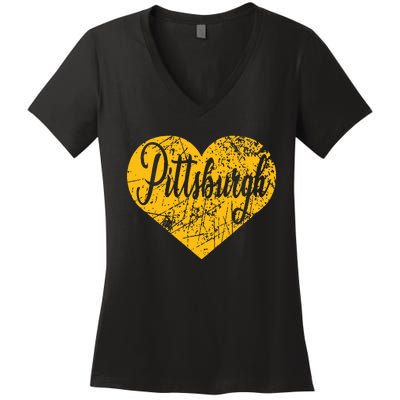 Pittsburgh Heart Women's V-Neck T-Shirt