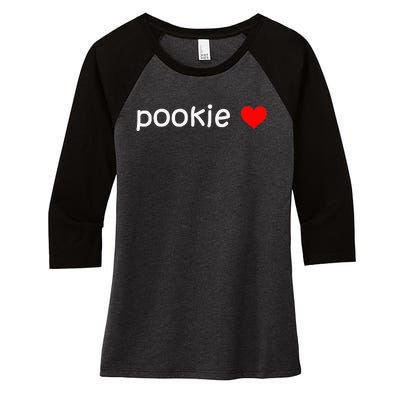 Pookie Heart Women's Tri-Blend 3/4-Sleeve Raglan Shirt