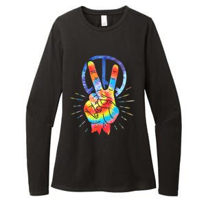 Peace Hand Peace Sign Tie Dye Womens CVC Long Sleeve Shirt