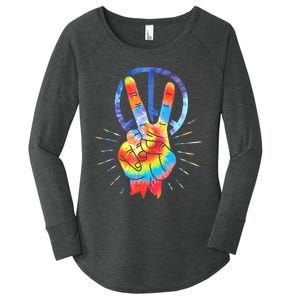 Peace Hand Peace Sign Tie Dye Women's Perfect Tri Tunic Long Sleeve Shirt