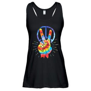 Peace Hand Peace Sign Tie Dye Ladies Essential Flowy Tank