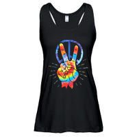 Peace Hand Peace Sign Tie Dye Ladies Essential Flowy Tank