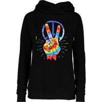 Peace Hand Peace Sign Tie Dye Womens Funnel Neck Pullover Hood