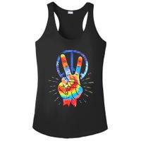 Peace Hand Peace Sign Tie Dye Ladies PosiCharge Competitor Racerback Tank