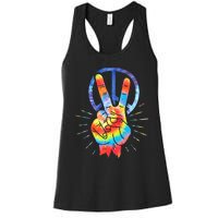 Peace Hand Peace Sign Tie Dye Women's Racerback Tank