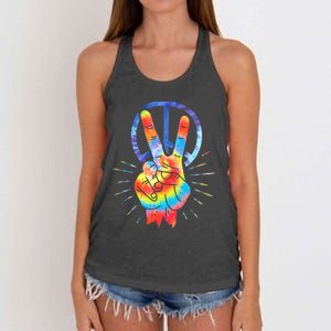 Peace Hand Peace Sign Tie Dye Women's Knotted Racerback Tank