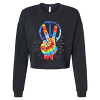 Peace Hand Peace Sign Tie Dye Cropped Pullover Crew