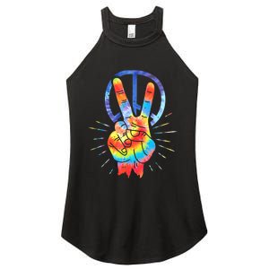 Peace Hand Peace Sign Tie Dye Women's Perfect Tri Rocker Tank