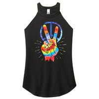 Peace Hand Peace Sign Tie Dye Women's Perfect Tri Rocker Tank