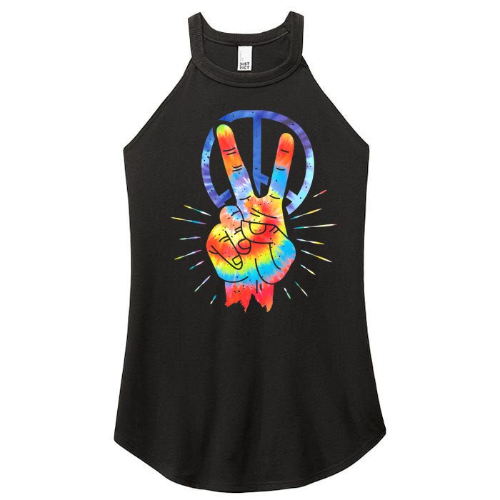 Peace Hand Peace Sign Tie Dye Women's Perfect Tri Rocker Tank