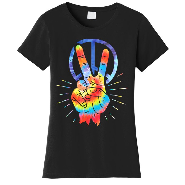 Peace Hand Peace Sign Tie Dye Women's T-Shirt