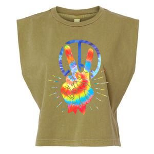 Peace Hand Peace Sign Tie Dye Garment-Dyed Women's Muscle Tee