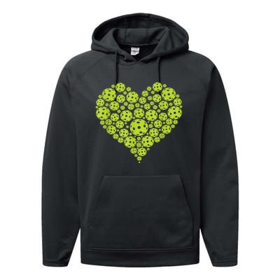 Pickleball Heart Professional Pickleball Game Players Performance Fleece Hoodie