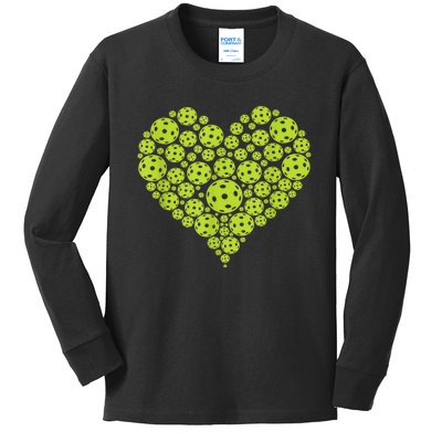 Pickleball Heart Professional Pickleball Game Players Kids Long Sleeve Shirt