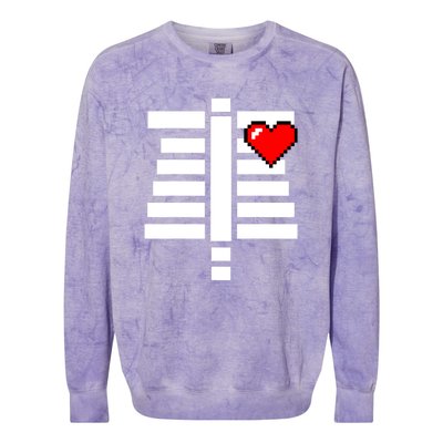 Pixelated Heart Pixel Skeleton Costume Halloween Gaming Colorblast Crewneck Sweatshirt