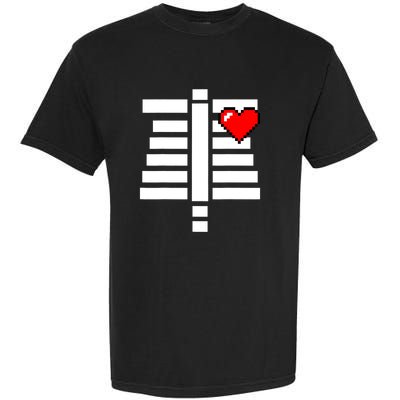 Pixelated Heart Pixel Skeleton Costume Halloween Gaming Garment-Dyed Heavyweight T-Shirt