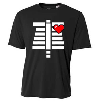 Pixelated Heart Pixel Skeleton Costume Halloween Gaming Cooling Performance Crew T-Shirt