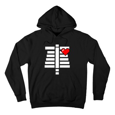 Pixelated Heart Pixel Skeleton Costume Halloween Gaming Hoodie