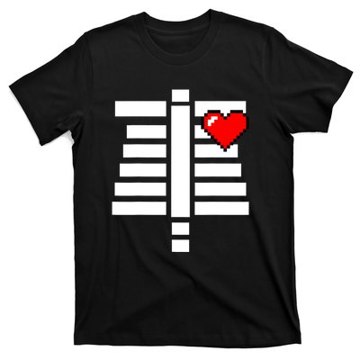 Pixelated Heart Pixel Skeleton Costume Halloween Gaming T-Shirt