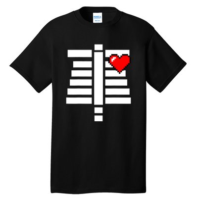 Pixelated Heart Pixel Skeleton Costume Halloween Gaming Tall T-Shirt