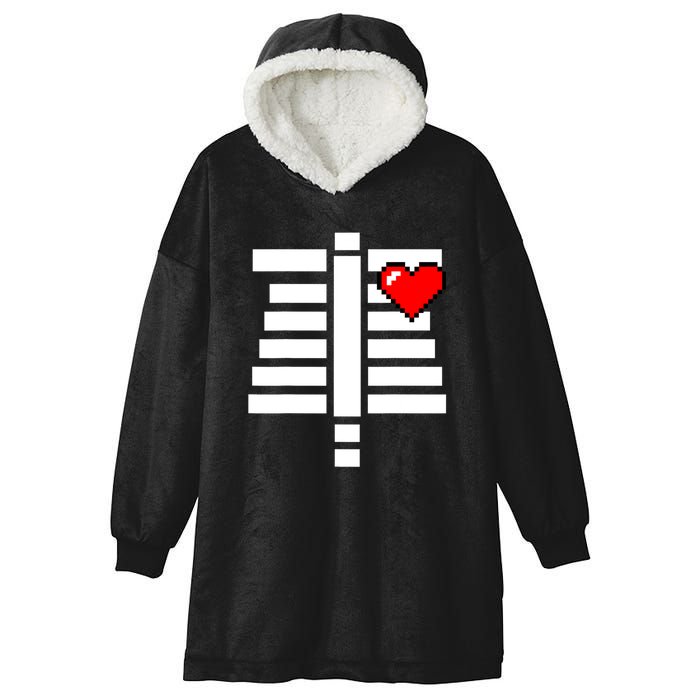 Pixelated Heart Pixel Skeleton Costume Halloween Gaming Hooded Wearable Blanket