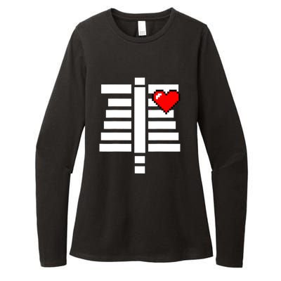 Pixelated Heart Pixel Skeleton Costume Halloween Gaming Womens CVC Long Sleeve Shirt