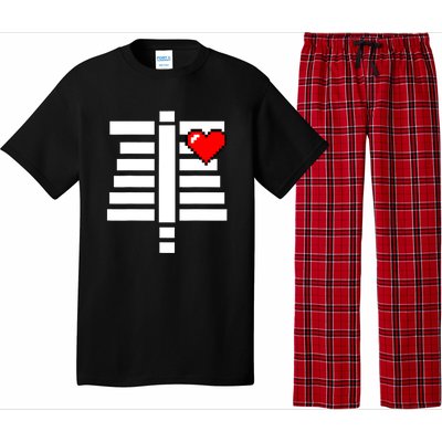 Pixelated Heart Pixel Skeleton Costume Halloween Gaming Pajama Set